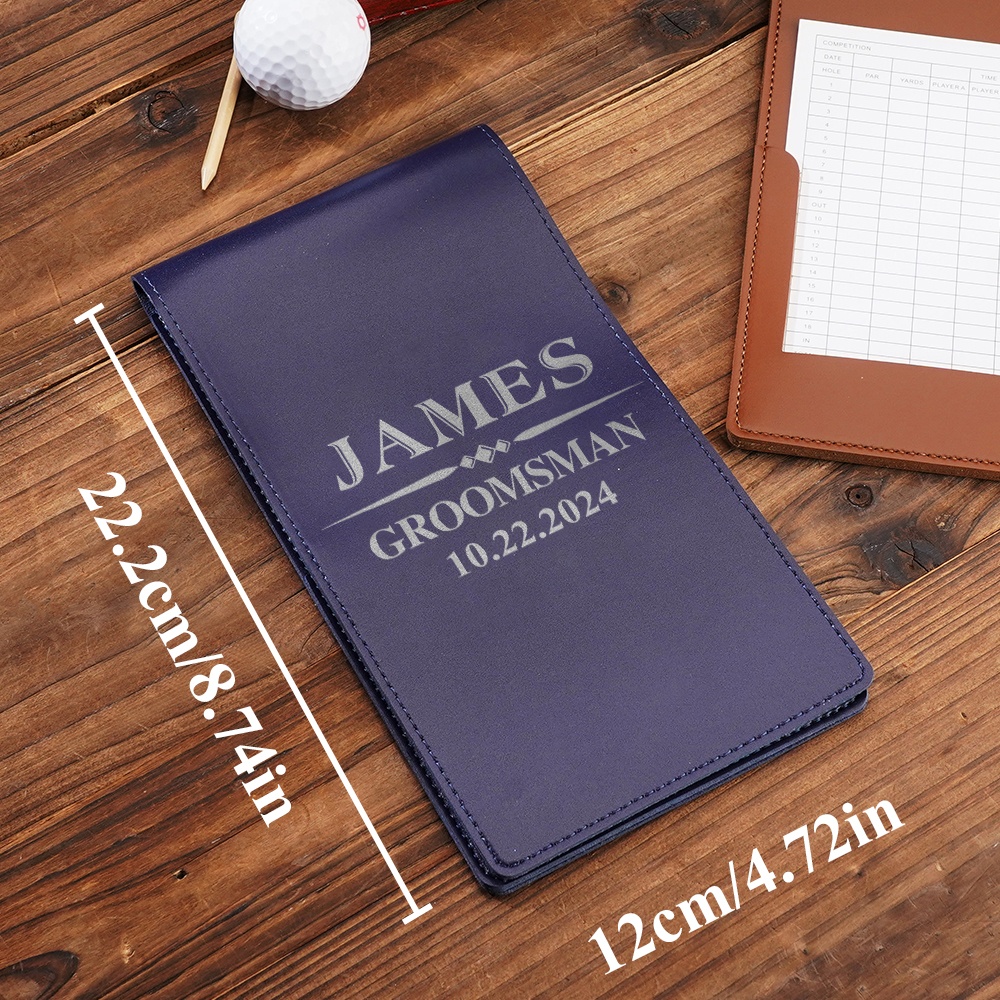 Personalized PU Leather Golf Scorecard Holder Anniversary Birthday Gift for Man Golf Lover