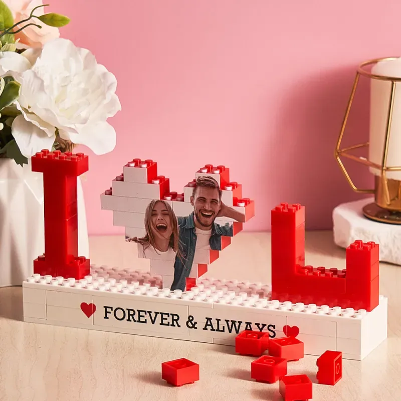 Personalized I Love You Photo Building Brick Puzzles Custom Text Photo Block Gift for Lover