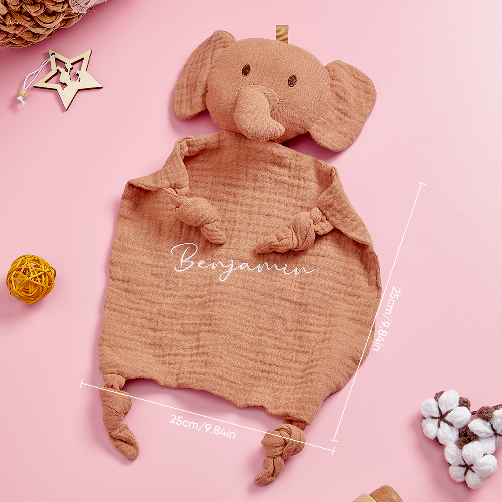 Personalized Baby Soothing Towel Soft Sleeping Animal Towel with Embroidered Name Gift for Baby