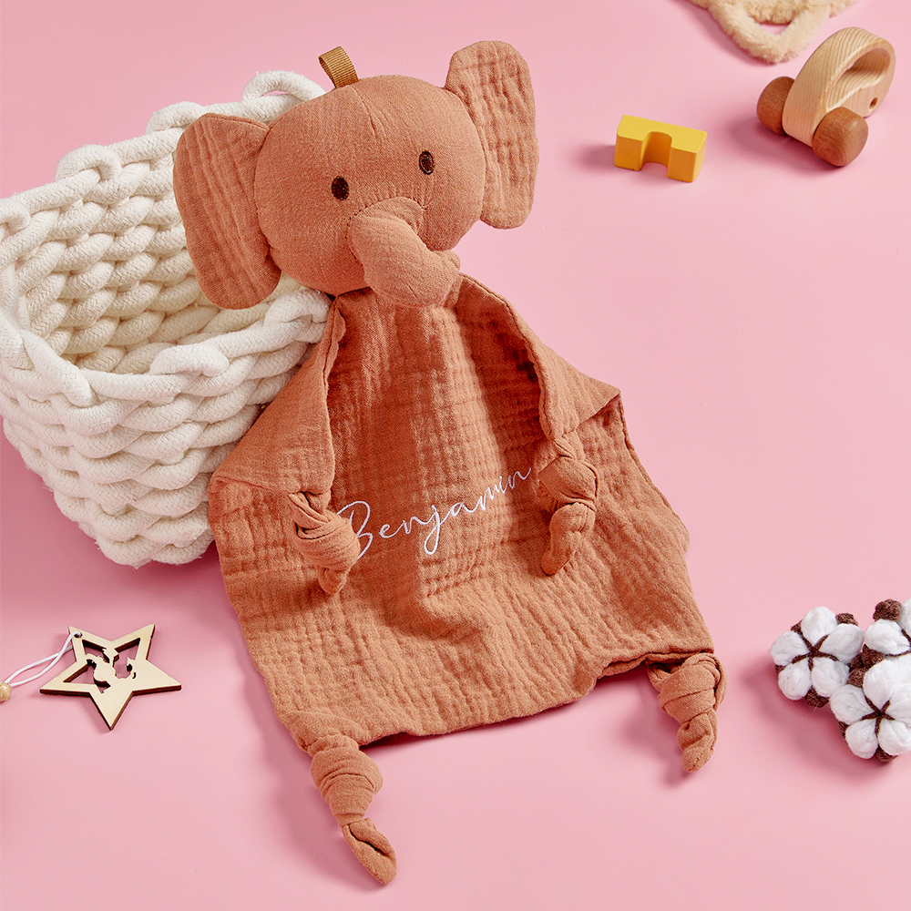 Personalized Baby Soothing Towel Soft Sleeping Animal Towel with Embroidered Name Gift for Baby