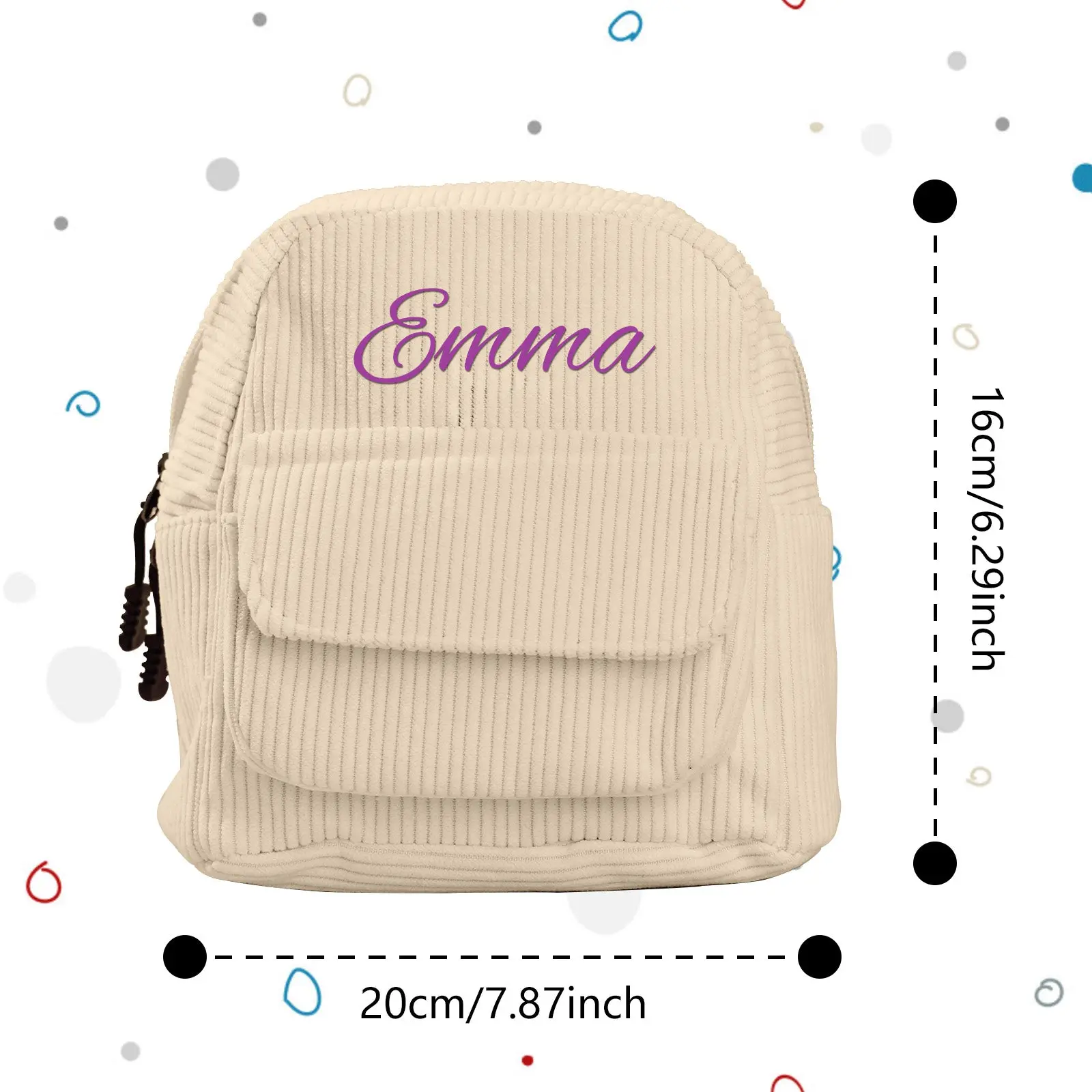 Personalized Mini Backpack with Name Corduroy School Bag Back to School Gift for Kids