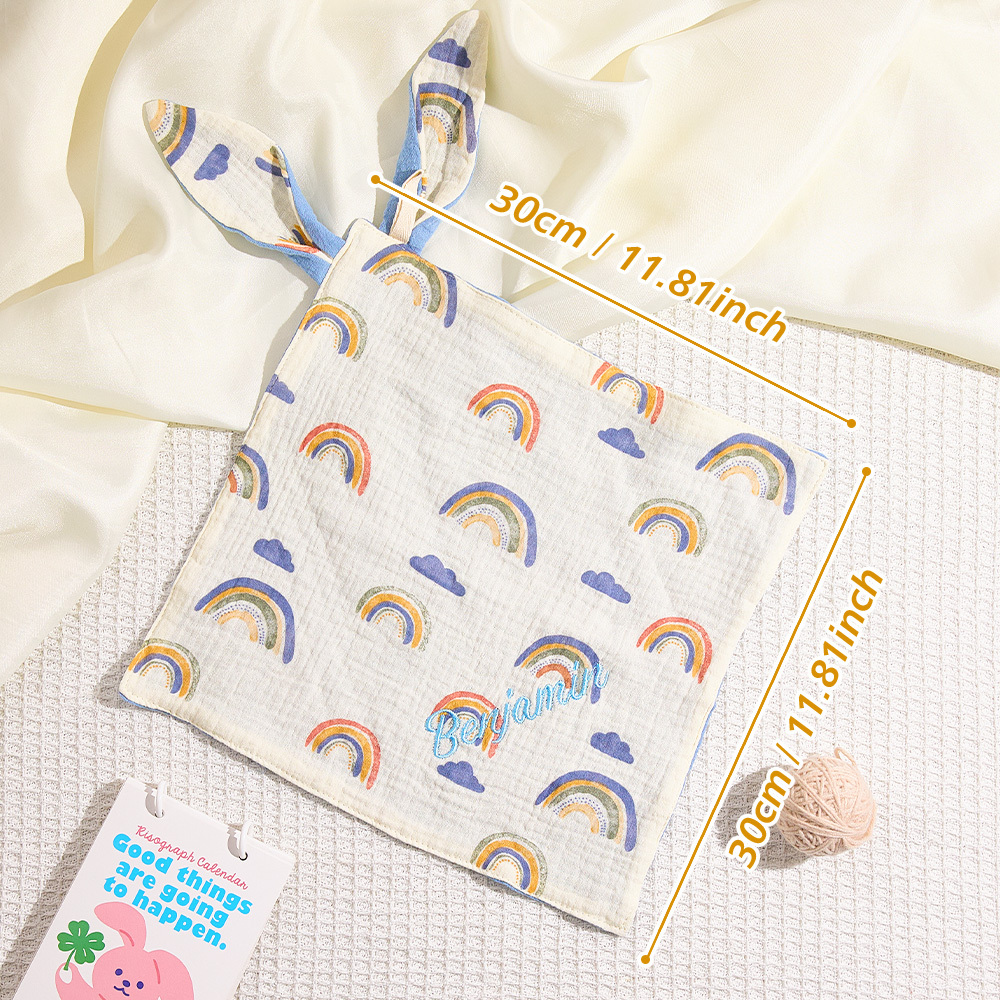 Personalized Soothe Towel Bibs Cute Soft Sleeping Towel with Embroidered Name Gifts for Baby