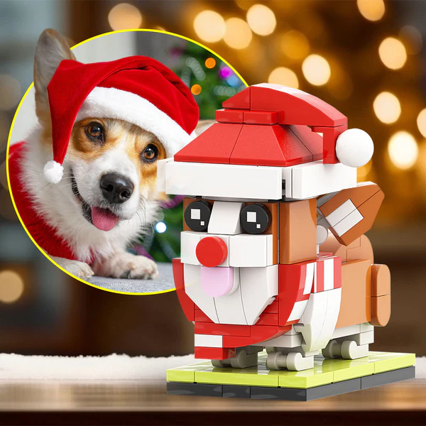 Christmas Corgi Fully Body Puppy Customizable Corgi 1 Dog Photo Custom Brick Figures Small Particle Block