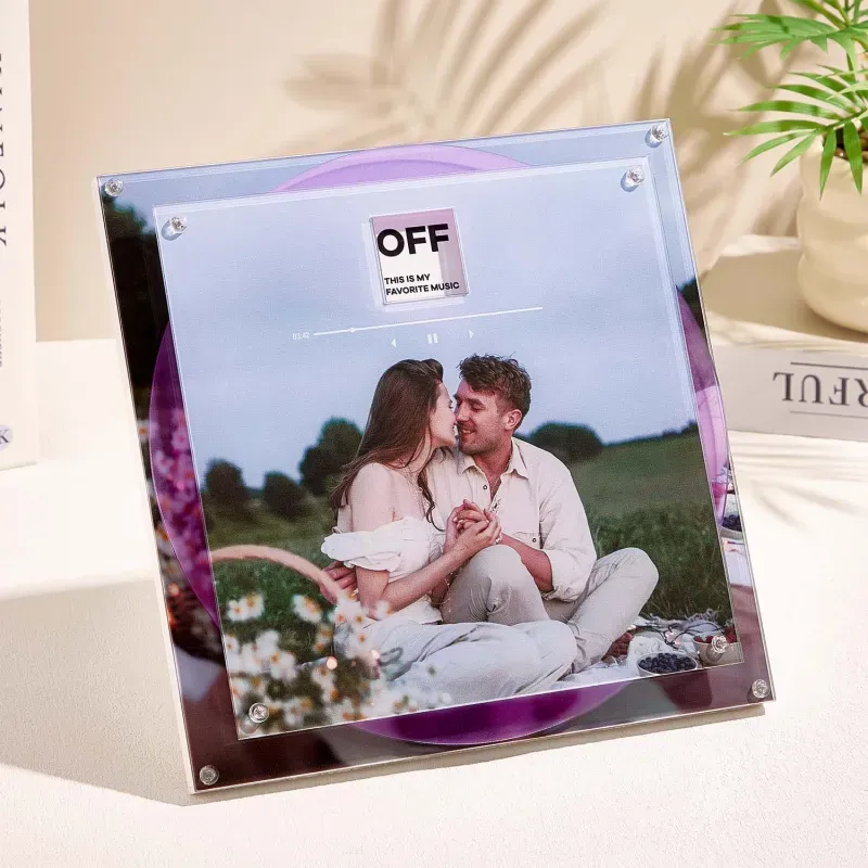 Custom Acrylic Music Photo Frame with Rotating Disc 9 Photos & Songs Personalized MP3 Voice Gift Christmas Gifts