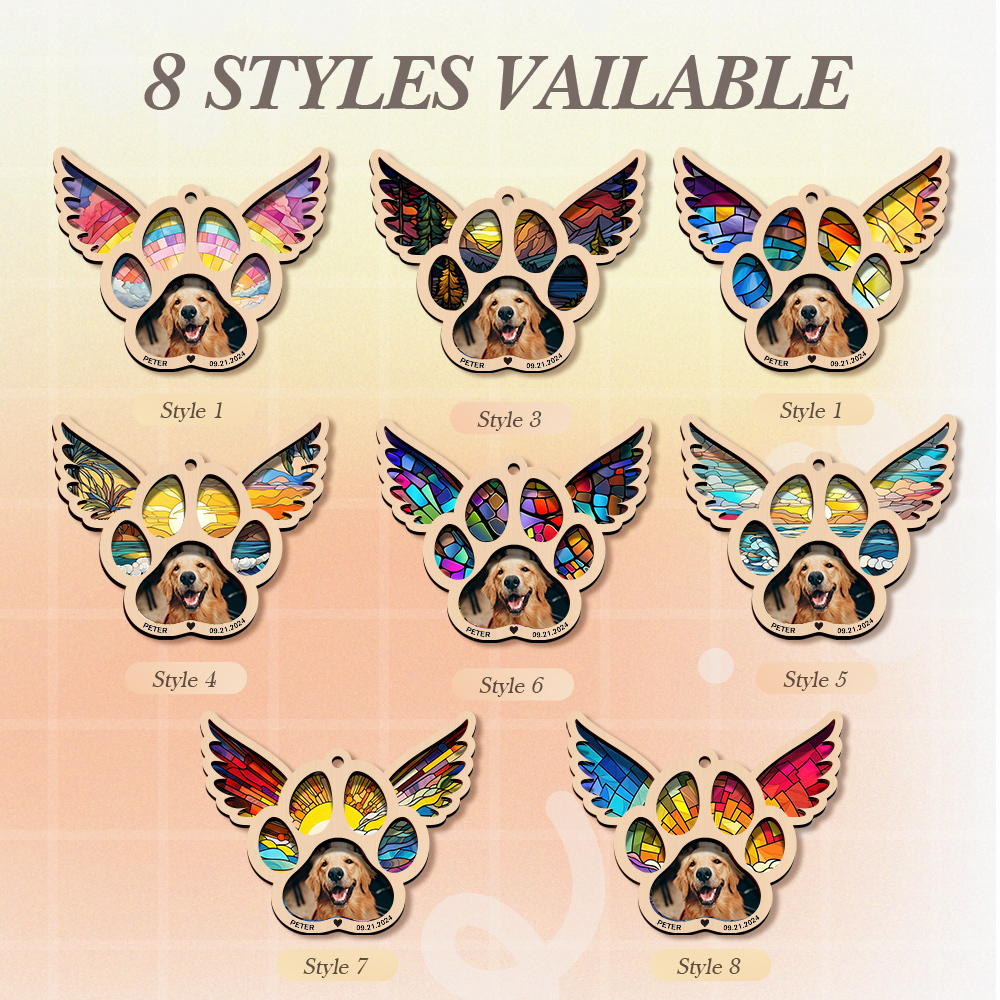 Personalized Pet Suncatcher Ornament with Photo Paw Print Ornament Memorial Gift for Pet Lovers