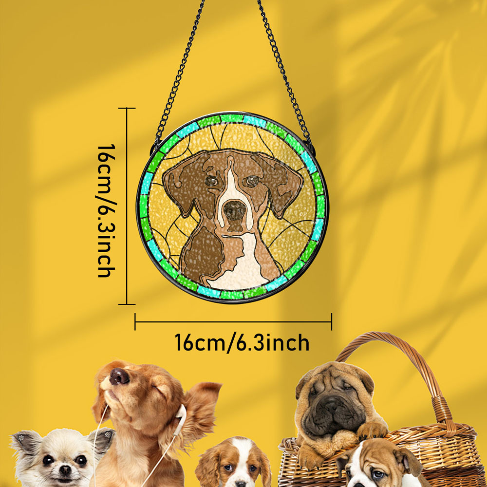 Personalized Pet Portrait Stained Glass Suncatcher Memorial Gift for Pet Lovers
