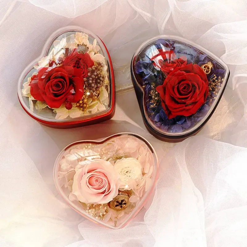 Personalized Rose Jewelry Heart Box With Projection Necklace Valentine's Day Gift