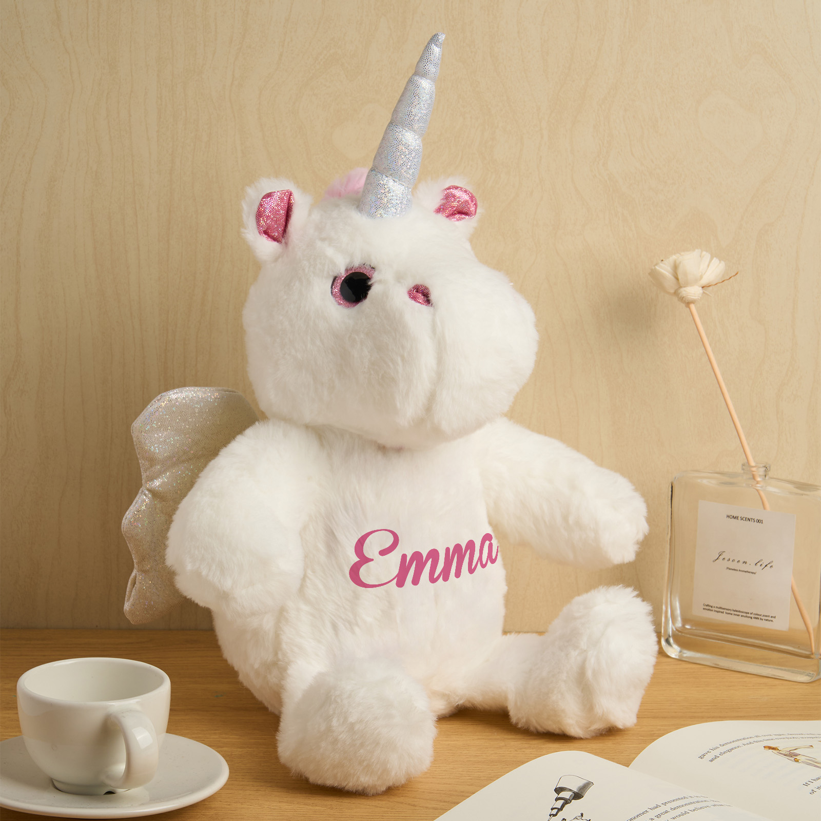 Personalized Unicorn Plush Stuffed Animal Birth Announcement Gift for Baby Shower