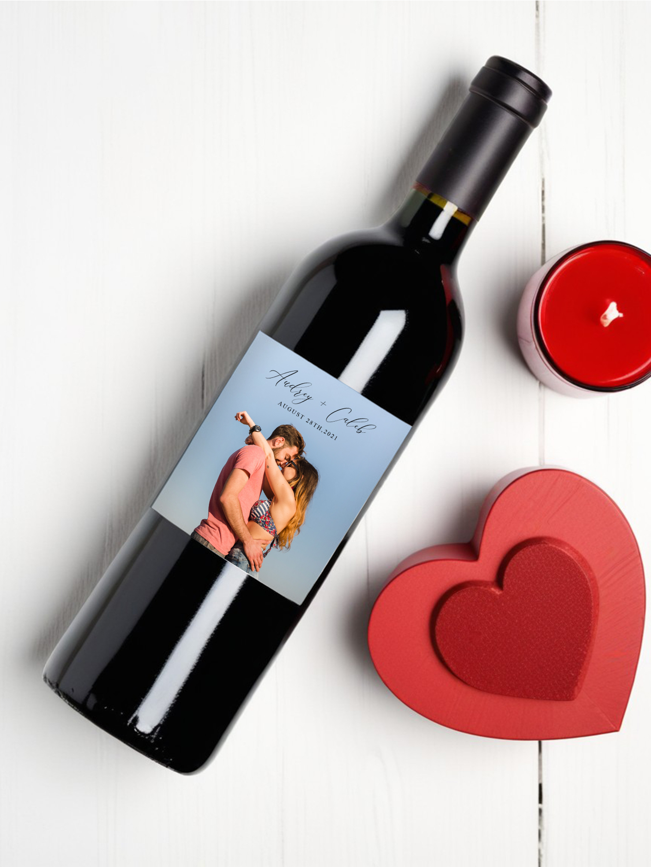 Custom Photo & Text Wine Bottle Sticker – Birthday Housewarming & Party Gift