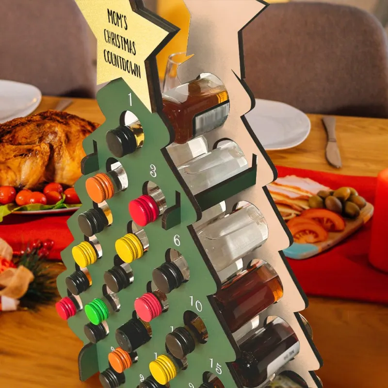 Personalized Mini Wine Bottle Christmas Countdown Tree Mini Wine Bottle Advent Calendar Unique Christmas Gifts