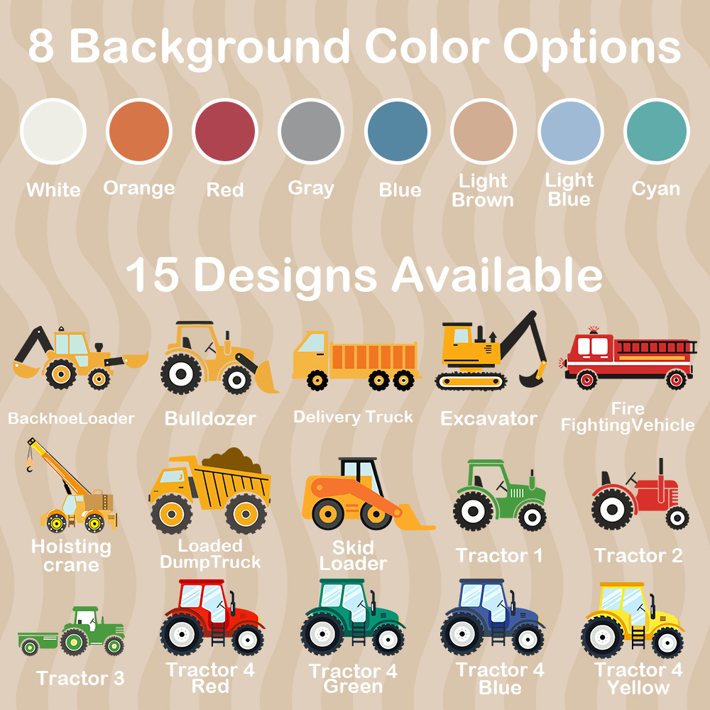 Personalized Name Storage Basket Work Vehicles Construction Trucks Toy Laundry Basket Birthday Gift for Family Kids