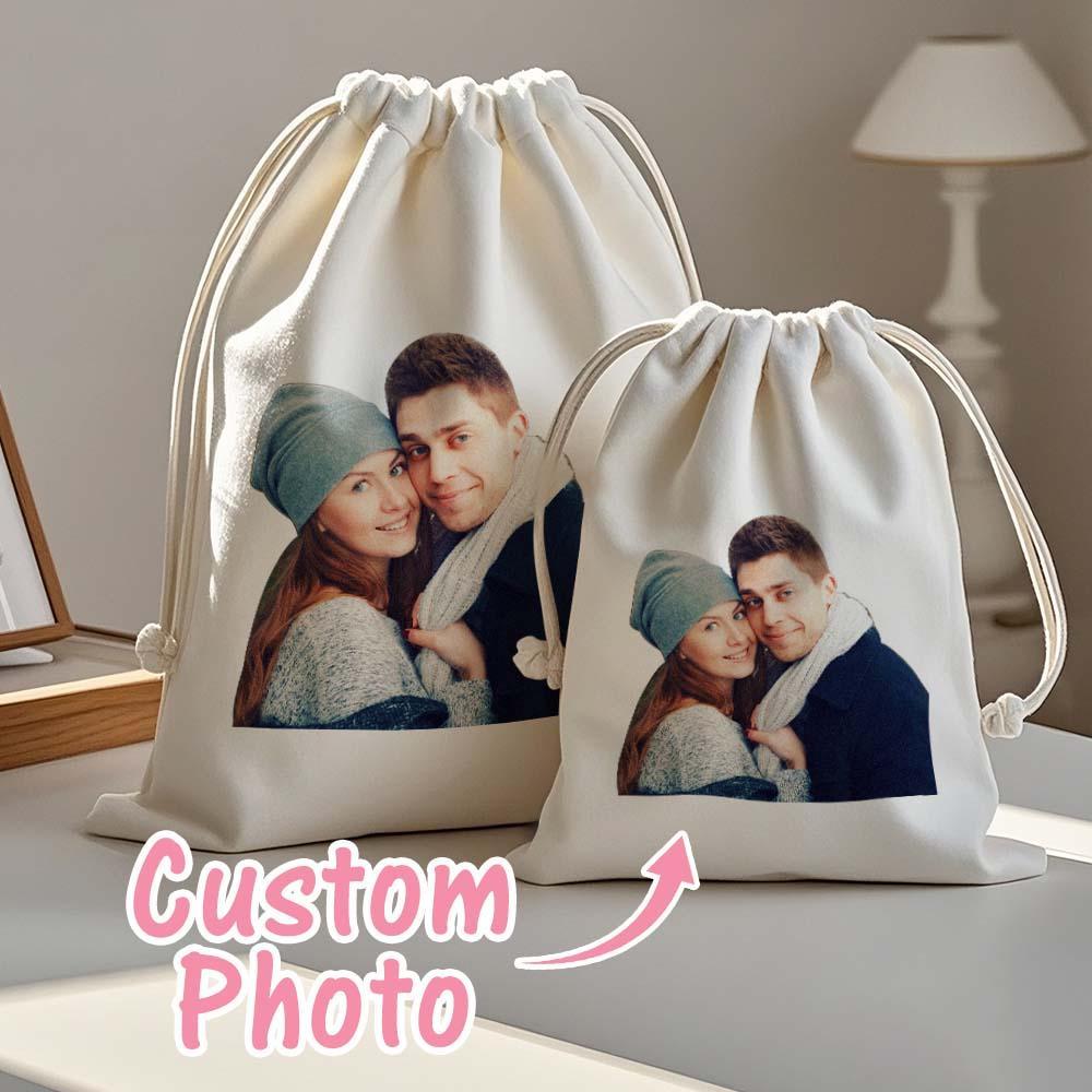 Custom Photo Drawstring Canvas Bag – Personalized Travel Organizer