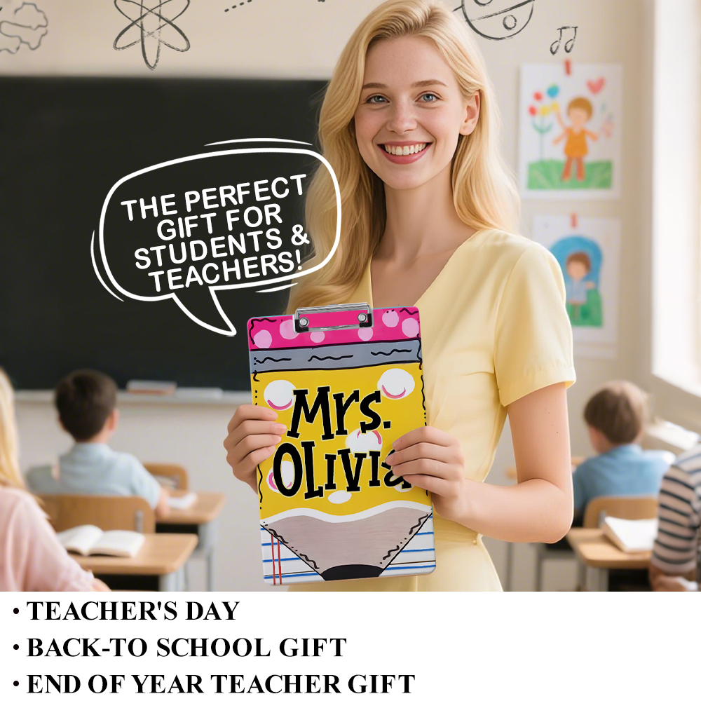 Custom Text Name Folder with Pencil Design – Teacher's Day & Back to School Gift