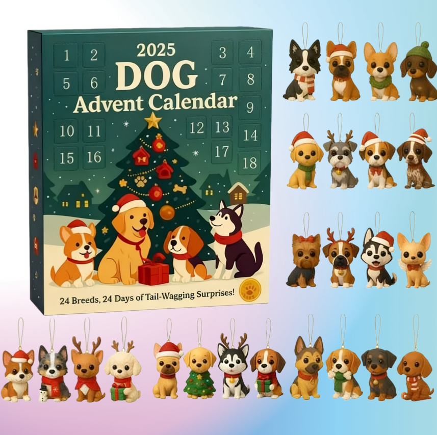 Flat Style Acrylic Cute Dog Christmas Countdown Calendar Gift Box – Perfect Holiday Present for Dog Lovers