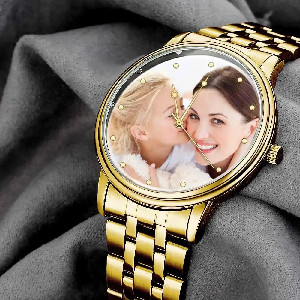 Custom Photo Unisex Engraved Text Watch Alloy Strap 38mm Valentines Gift