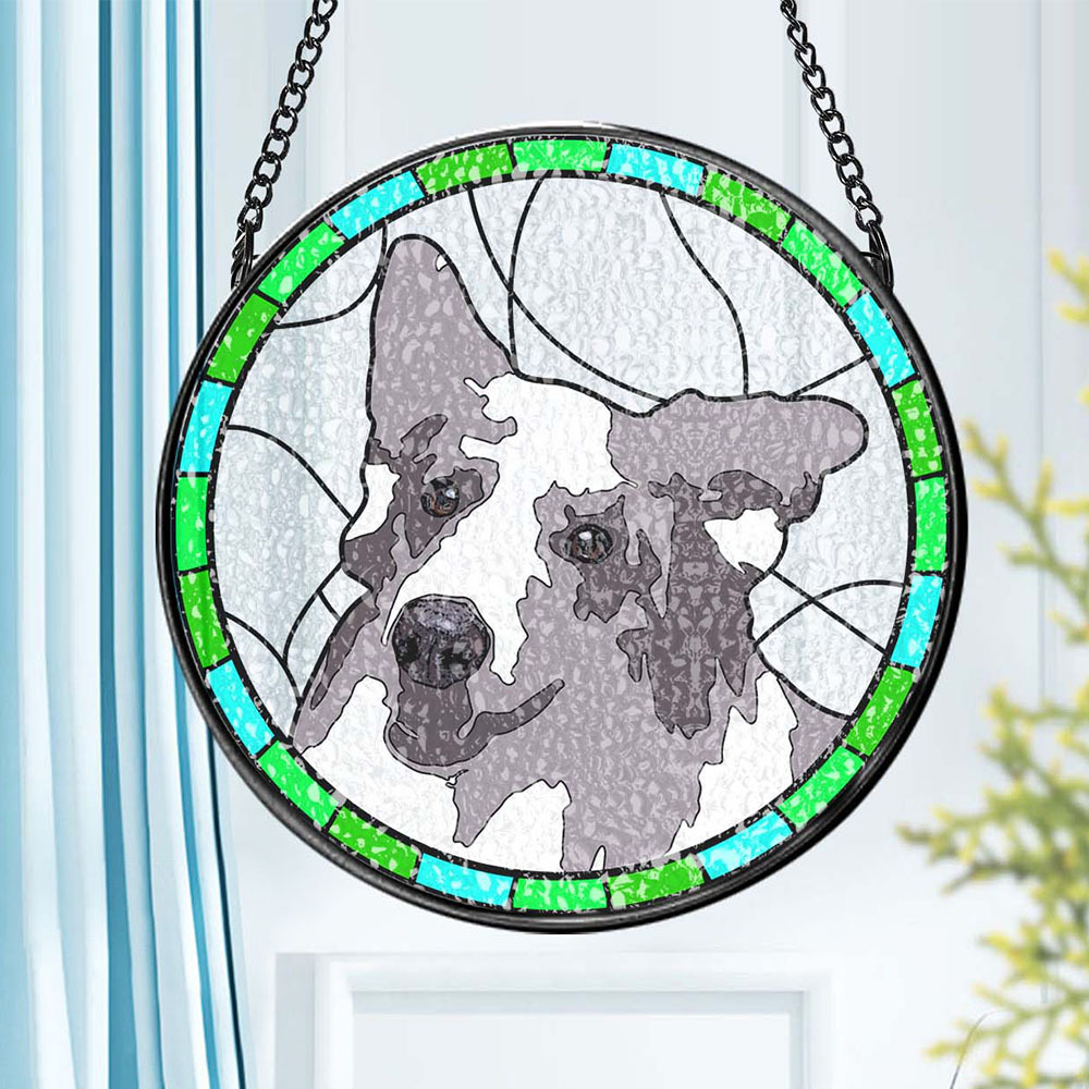 Personalized Pet Portrait Stained Glass Suncatcher Memorial Gift for Pet Lovers