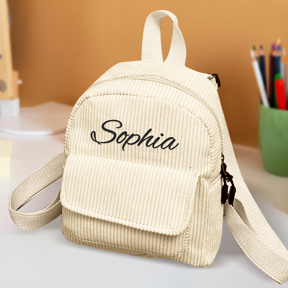 Personalized Mini Backpack with Name Corduroy School Bag Back to School Gift for Kids