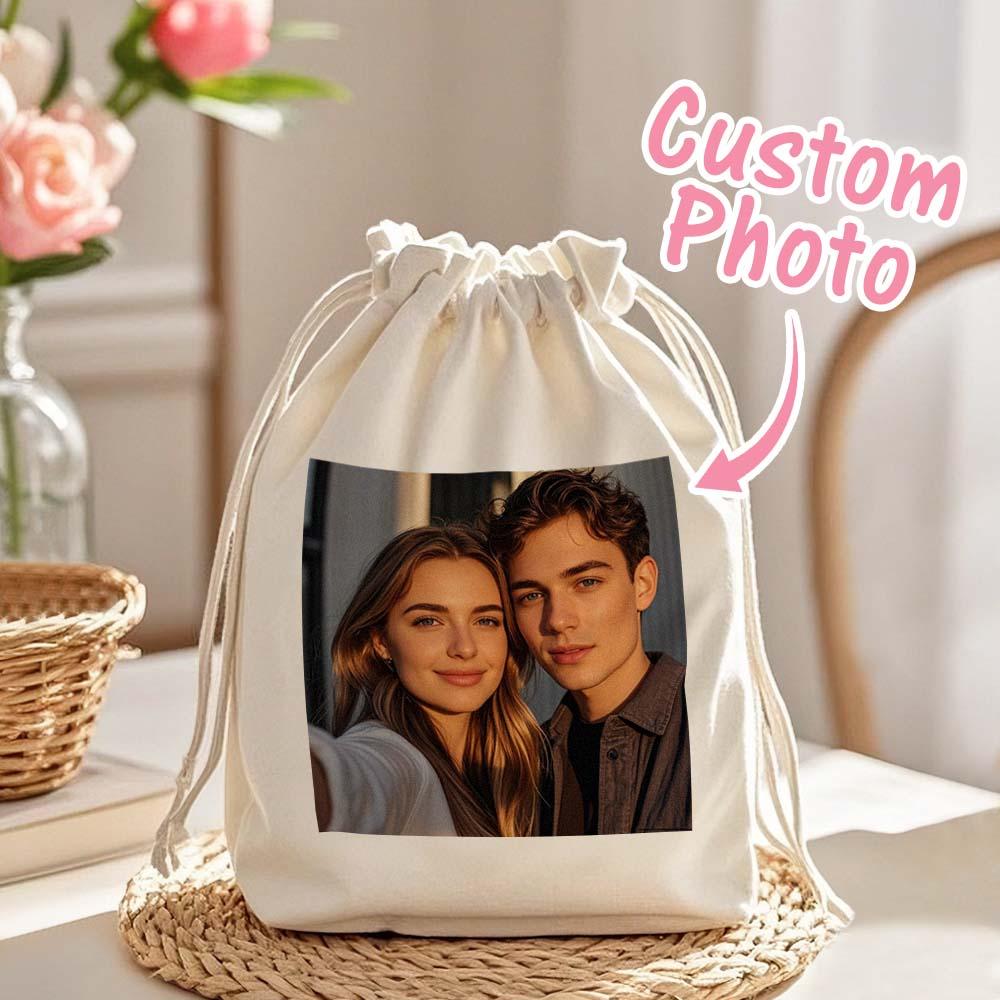 Custom Photo Drawstring Canvas Bag – Perfect for Travel & Daily Storage