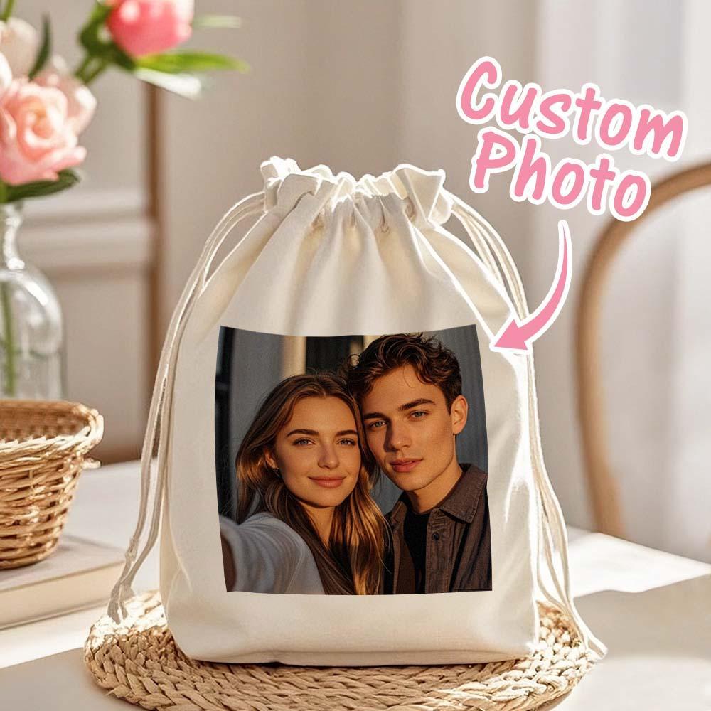 Custom Photo Drawstring Canvas Bag – Perfect for Travel & Daily Storage