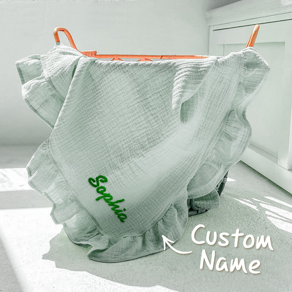 Personalized Baby Swaddle Blanket Custom Muslin Blanket with Embroidered Name Gift for Baby
