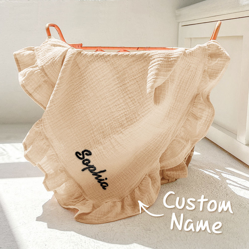 Personalized Baby Swaddle Blanket Custom Muslin Blanket with Embroidered Name Gift for Baby