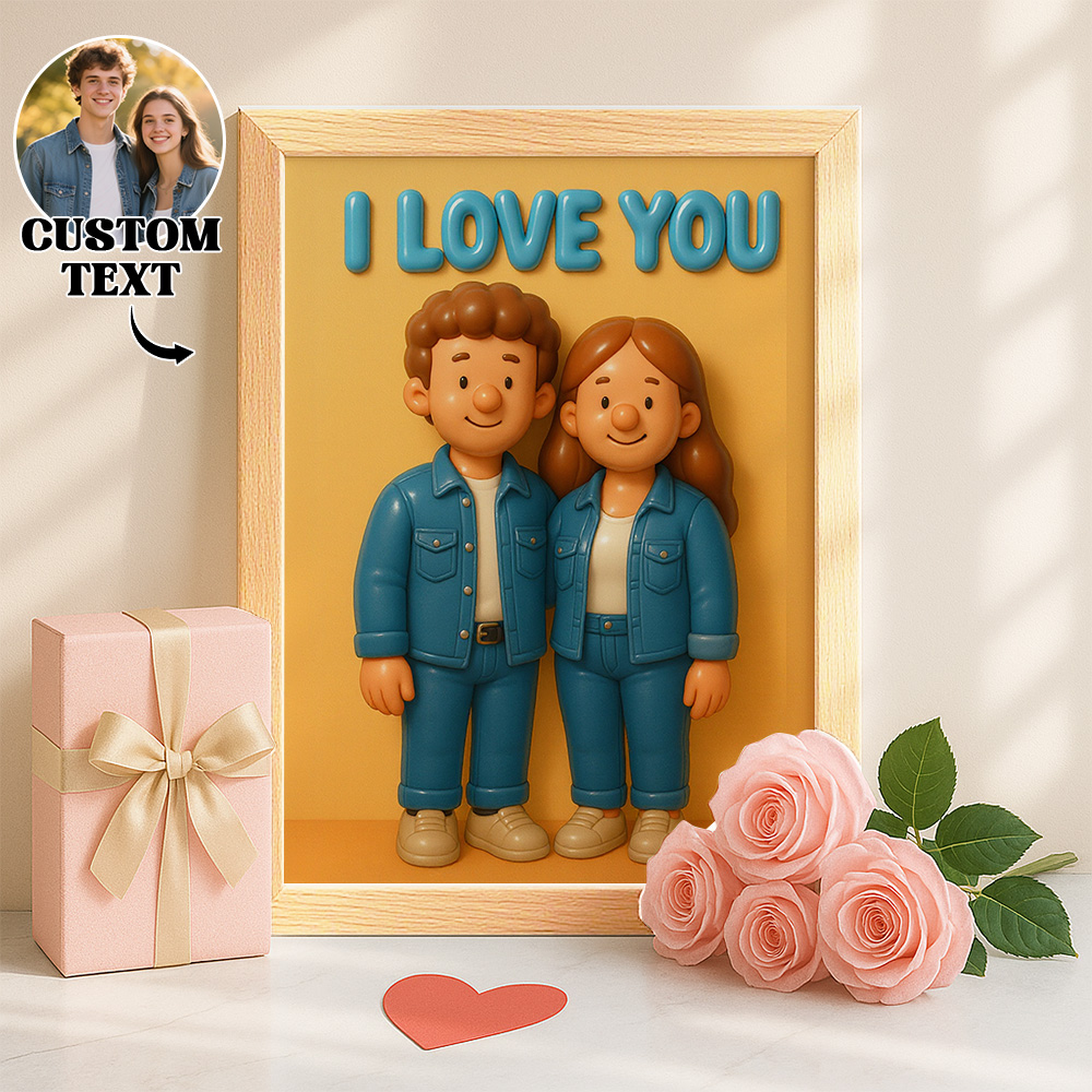 Custom Photo & Text Cartoon-Style Cute Photo Frame – Valentine’s Day & Birthday Gift