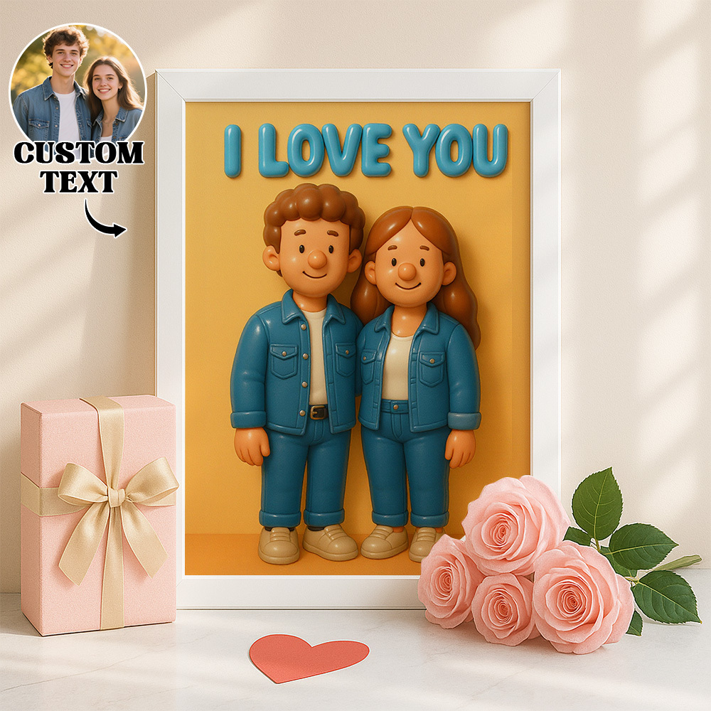 Custom Photo & Text Cartoon-Style Cute Photo Frame – Valentine’s Day & Birthday Gift