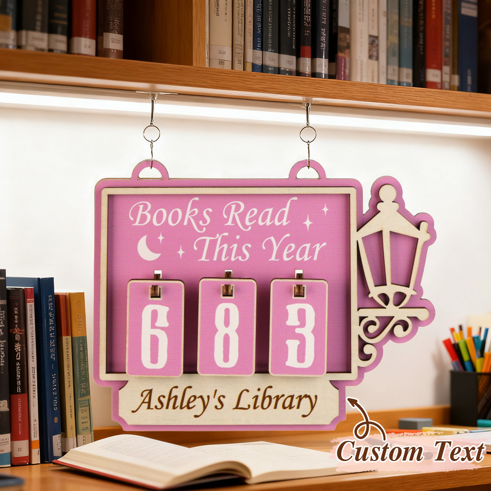 Personalized Books Read Tracker Books Read This Year Bookshelf Counter Bookish Decor Bookish Gift Gift for Readers Book Lovers Gift