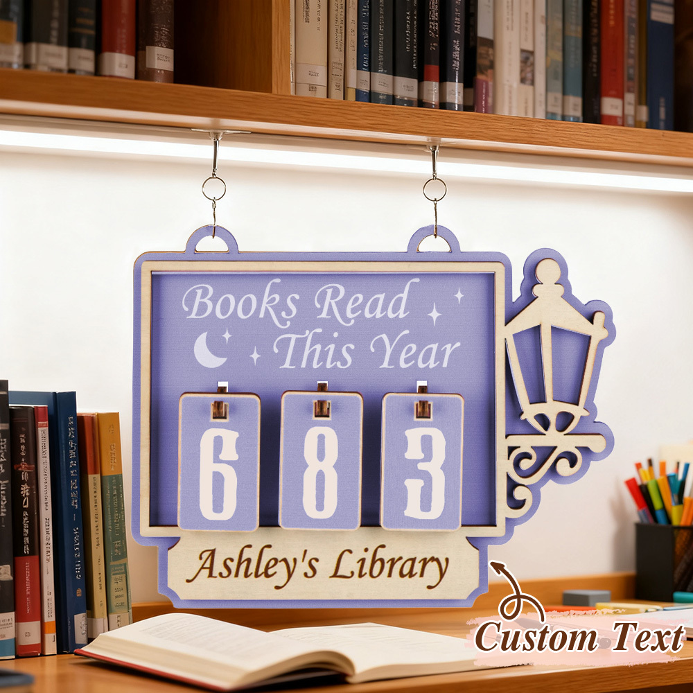 Personalized Books Read Tracker Books Read This Year Bookshelf Counter Bookish Decor Bookish Gift Gift for Readers Book Lovers Gift