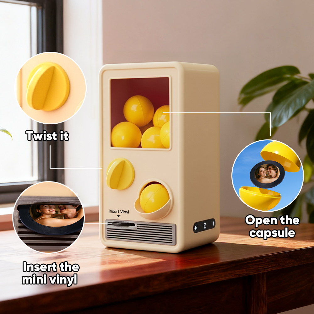 Custom Music and Photo Music Gachapon Machine Custom Song Mini Record Box Anniversary Gift Christmas Gifts