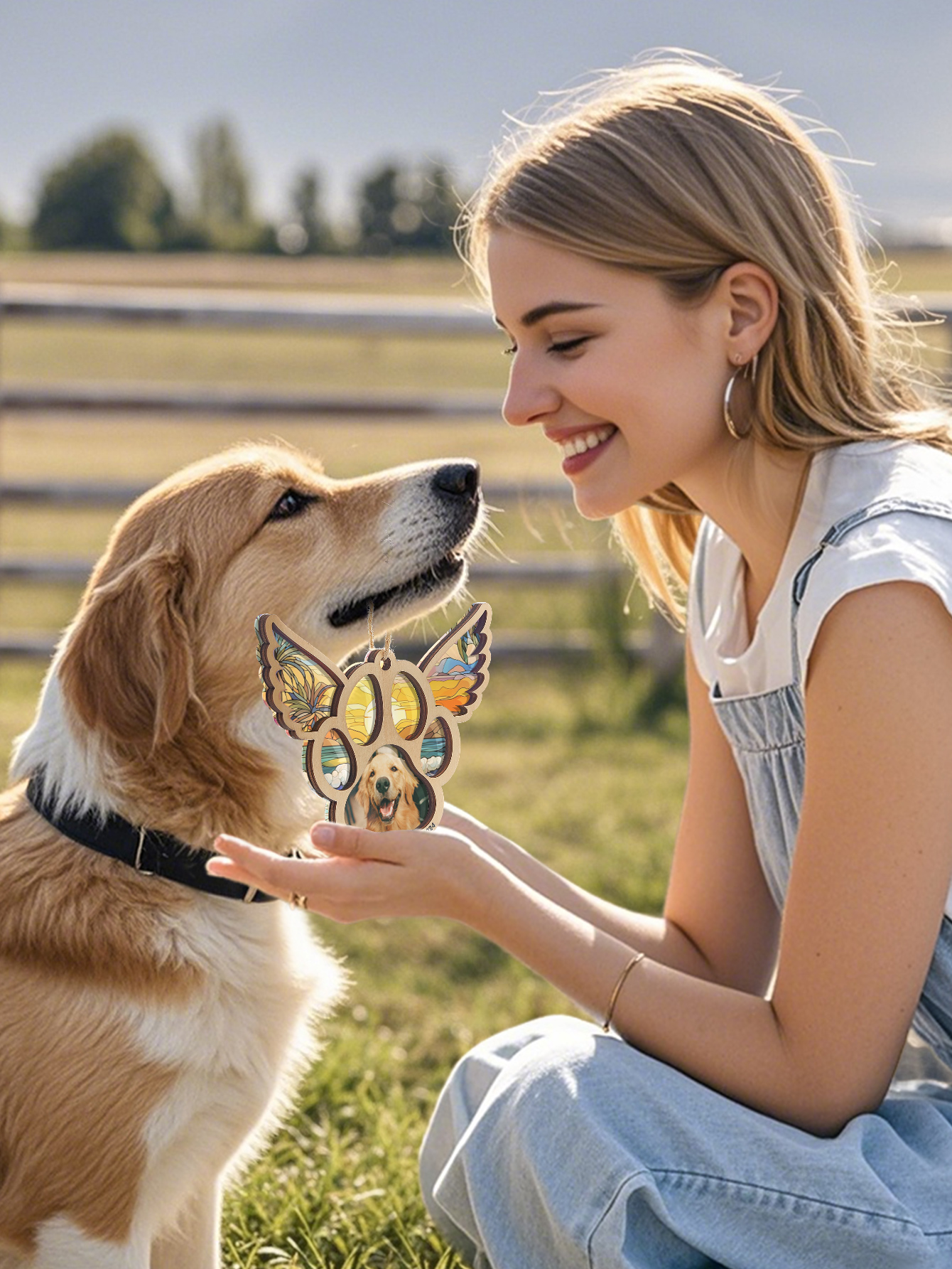 Personalized Pet Suncatcher Ornament with Photo Paw Print Ornament Memorial Gift for Pet Lovers