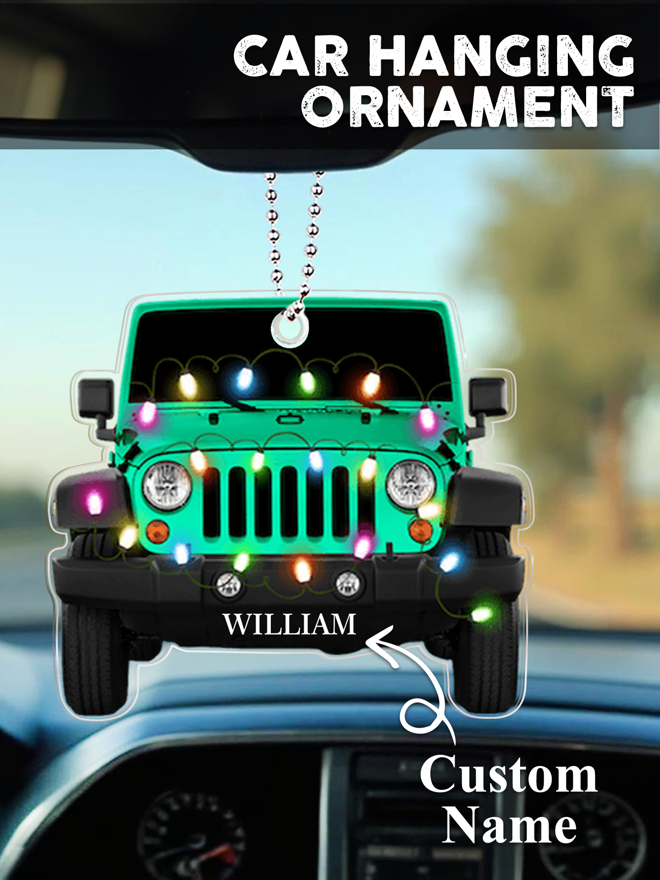 Personalized Car Ornament with Name Acrylic Christmas Ornament for Christmas Gift