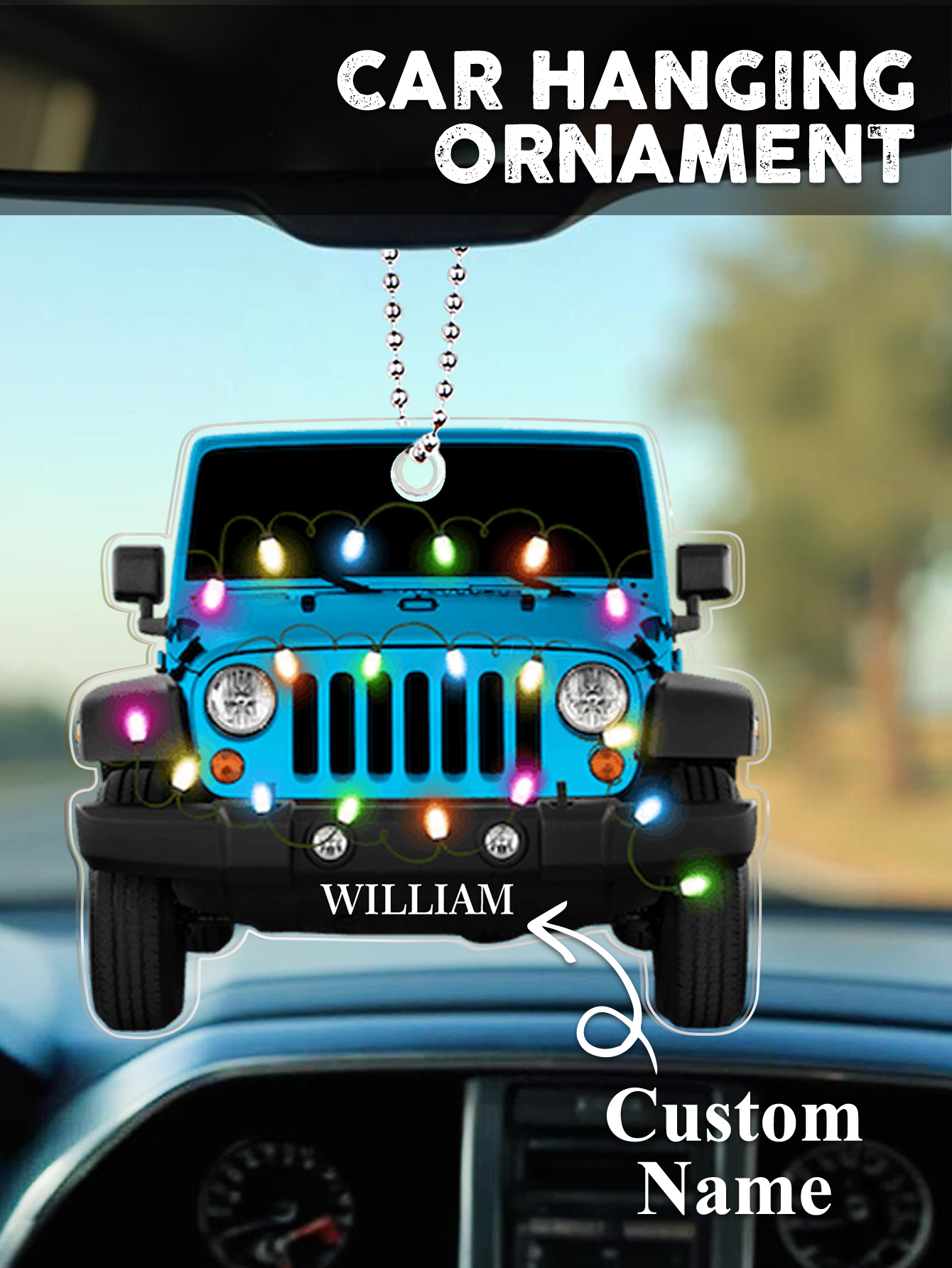 Personalized Car Ornament with Name Acrylic Christmas Ornament for Christmas Gift
