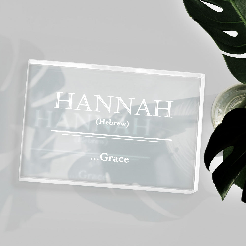 Custom 2D Crystal Engraved Name Meaning Glass Block Newborn Gifts