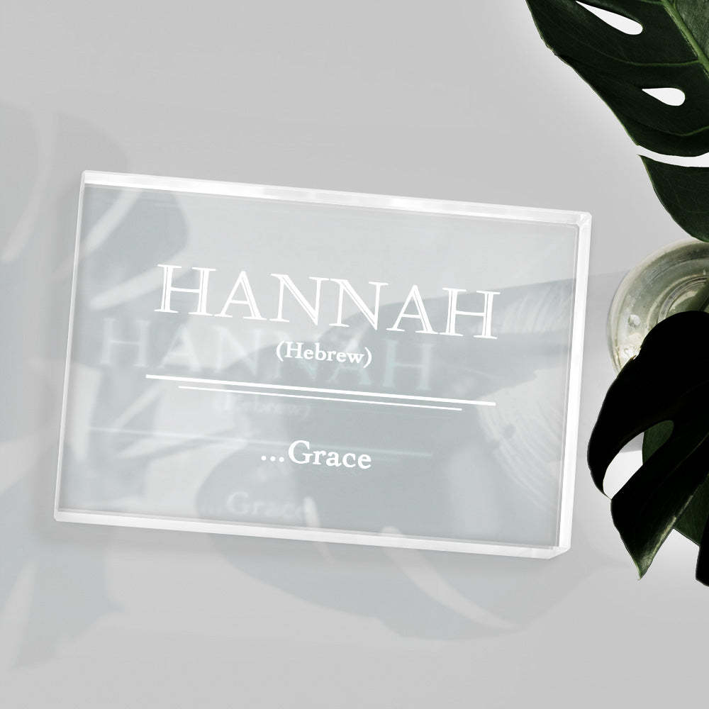 Custom 2D Crystal Engraved Name Meaning Glass Block Newborn Gifts
