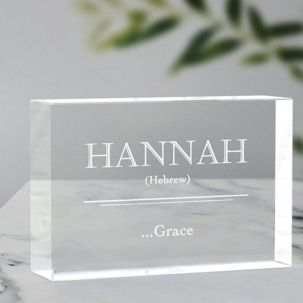 Custom 2D Crystal Engraved Name Meaning Glass Block Newborn Gifts