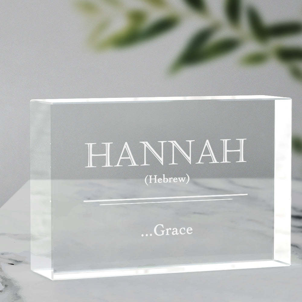 Custom 2D Crystal Engraved Name Meaning Glass Block Newborn Gifts
