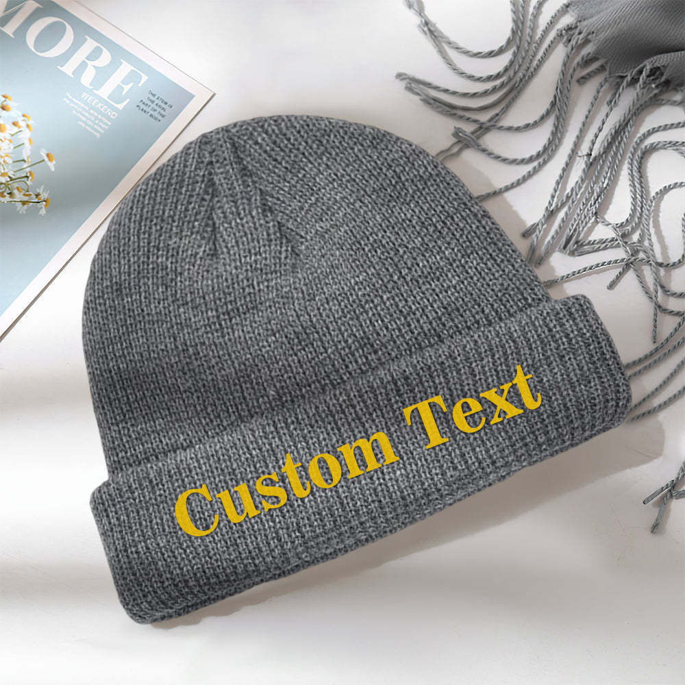 Custom Text Knitted Hat Unisex Beanie Hat Winter Warm Cap for Adult