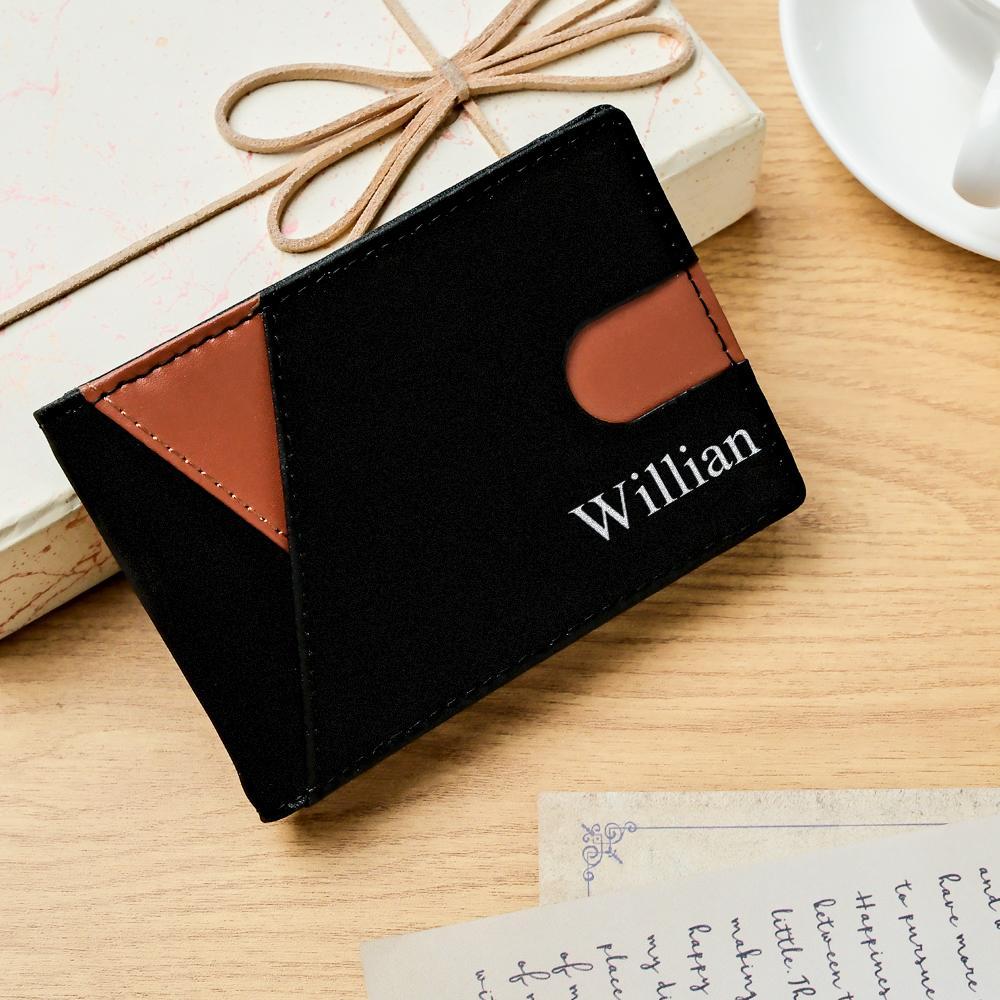 Custom Engraved Wallet Simple PU Leather Money Clip Men's Gifts