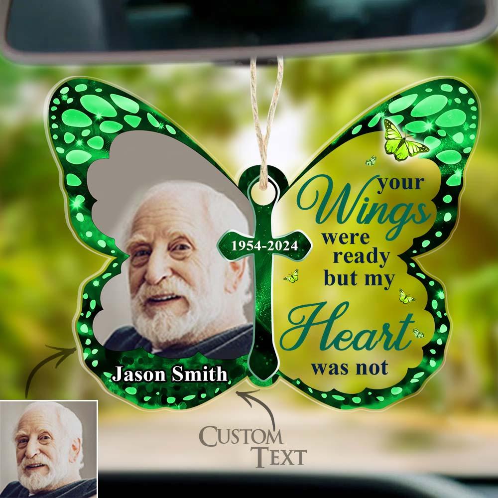 Custom Photo Car Hanging Ornament Your Wings Were Ready Memorial Acrylic Custom Shaped Sympathy Gift For Family Members