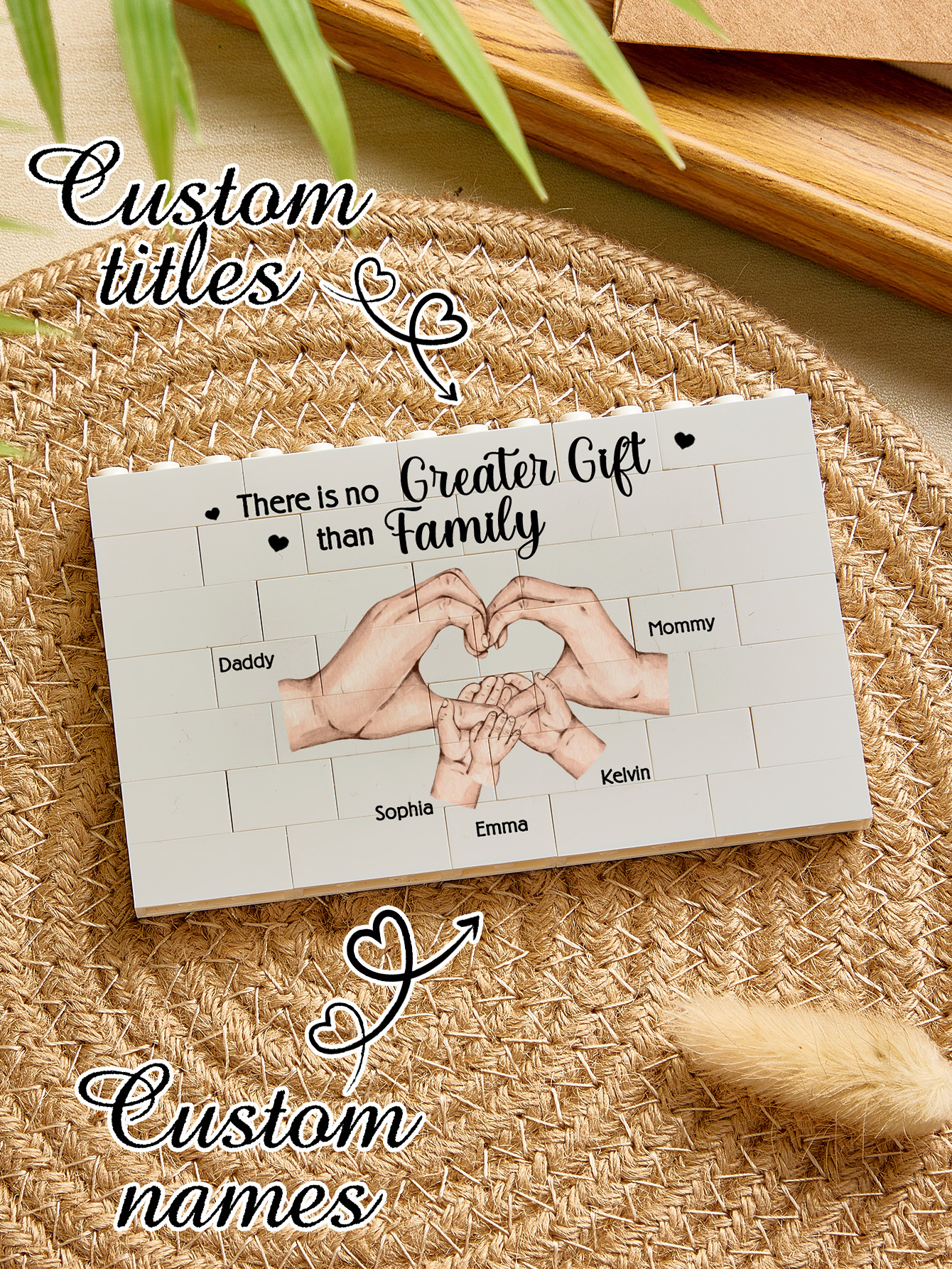 Personalized Building Brick Family Puzzle Building Brick Blocks Gift for Mother