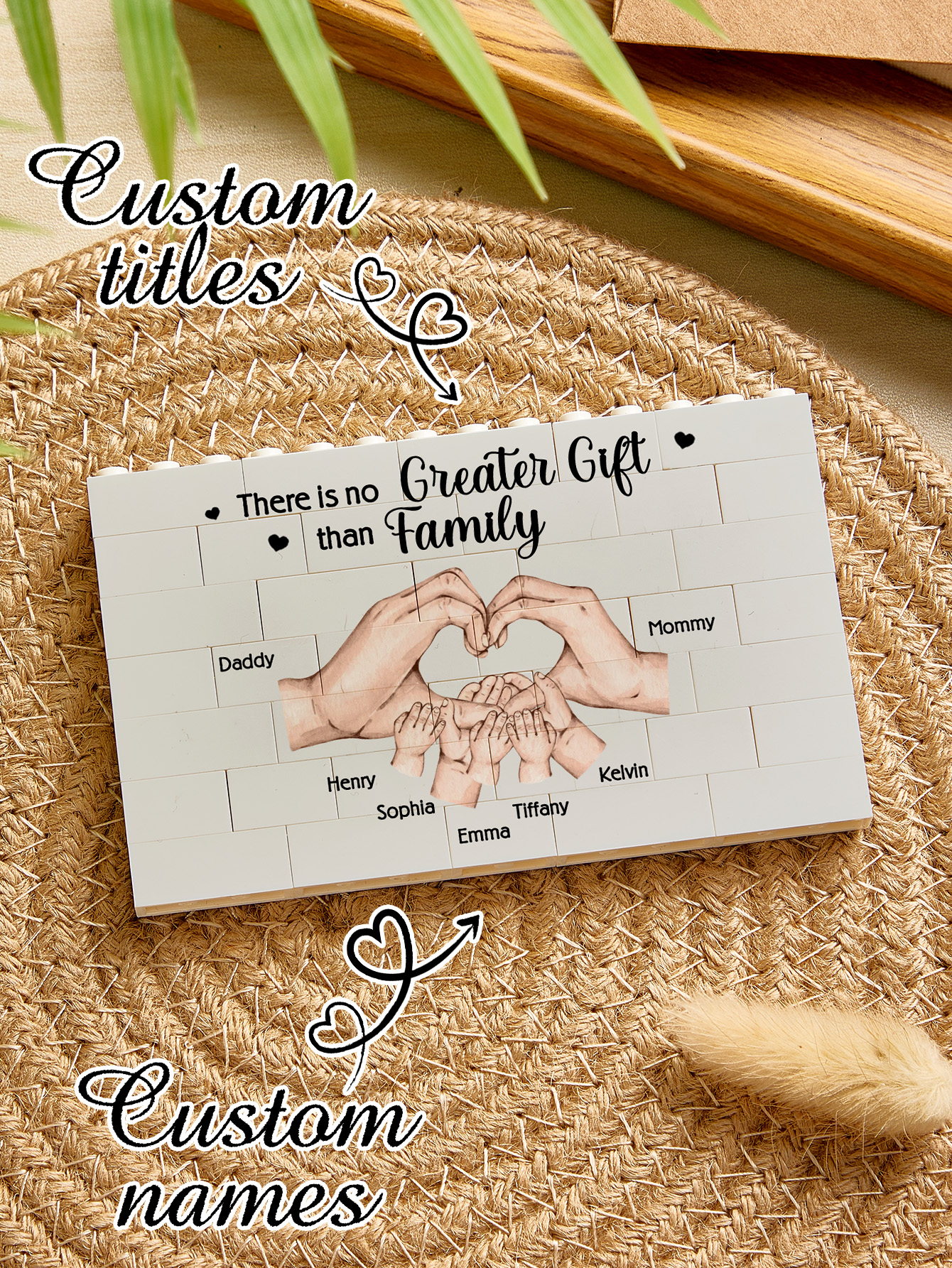 Personalized Building Brick Family Puzzle Building Brick Blocks Gift for Mother