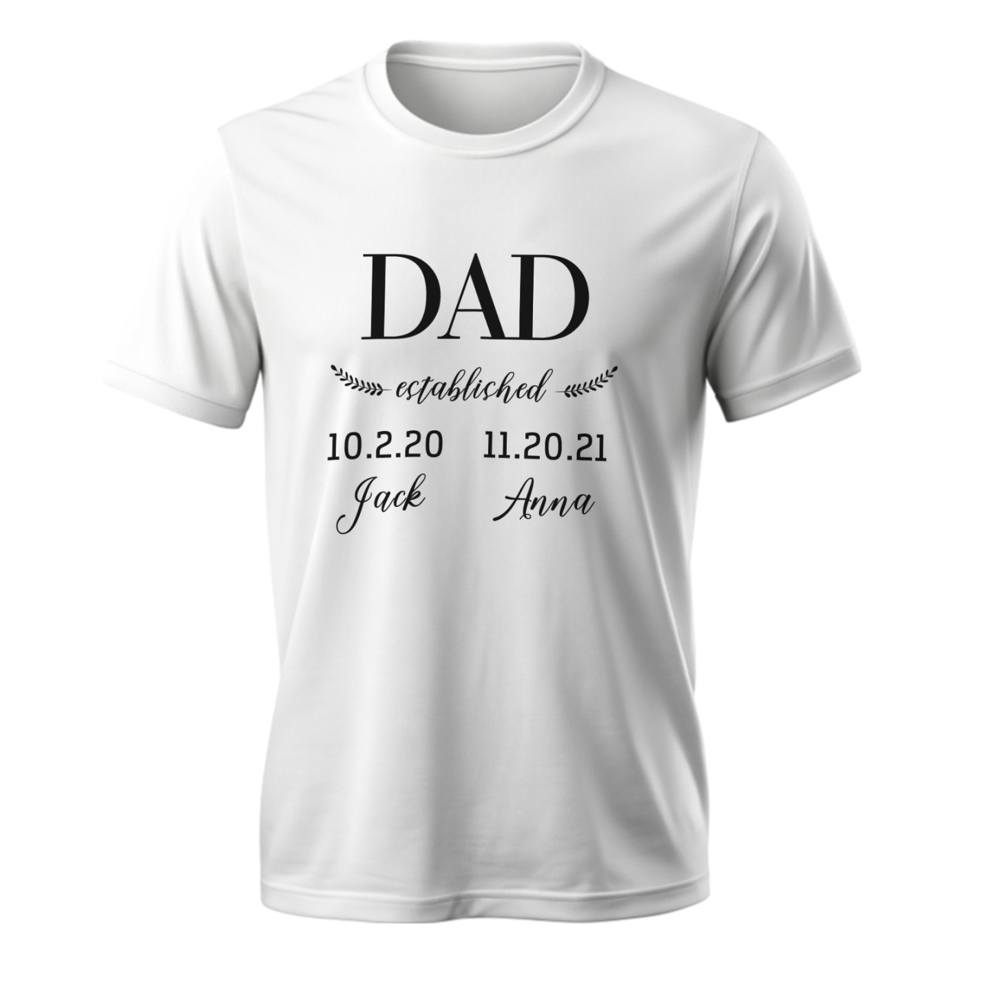 Personalized Daddy Established T-Shirt Father's Day Birthday Gift for Dad Grandpa