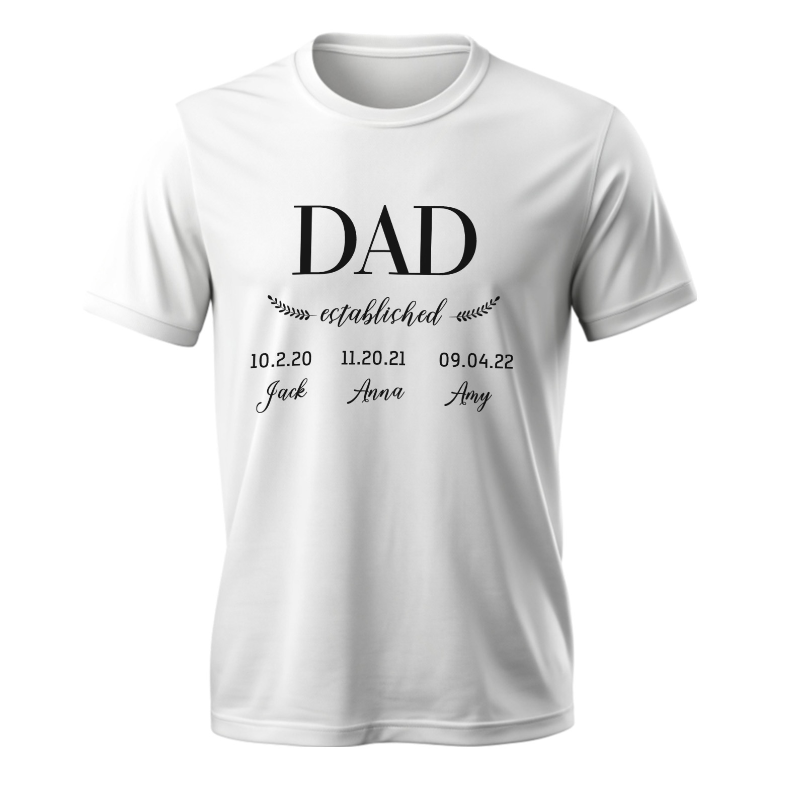 Personalized Daddy Established T-Shirt Father's Day Birthday Gift for Dad Grandpa