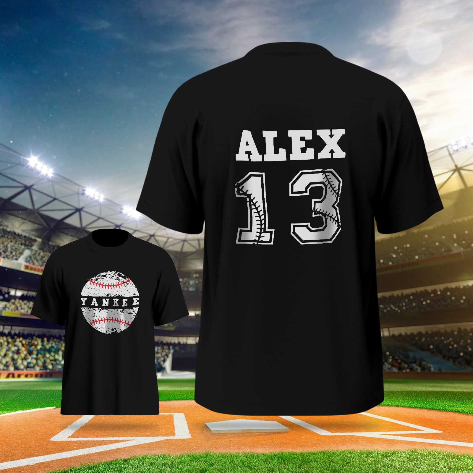 Personalized Baseball Name & Number Sports T-Shirt Back to School Gifts