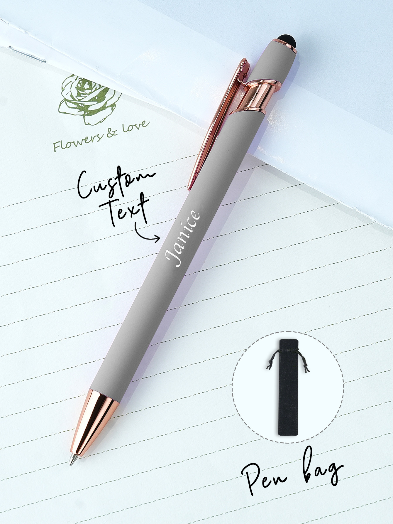 Custom Name Multifunction Ballpoint Pen with Drawstring Pouch Back to School Gift Birthday Gift Teacher’s Day Gift