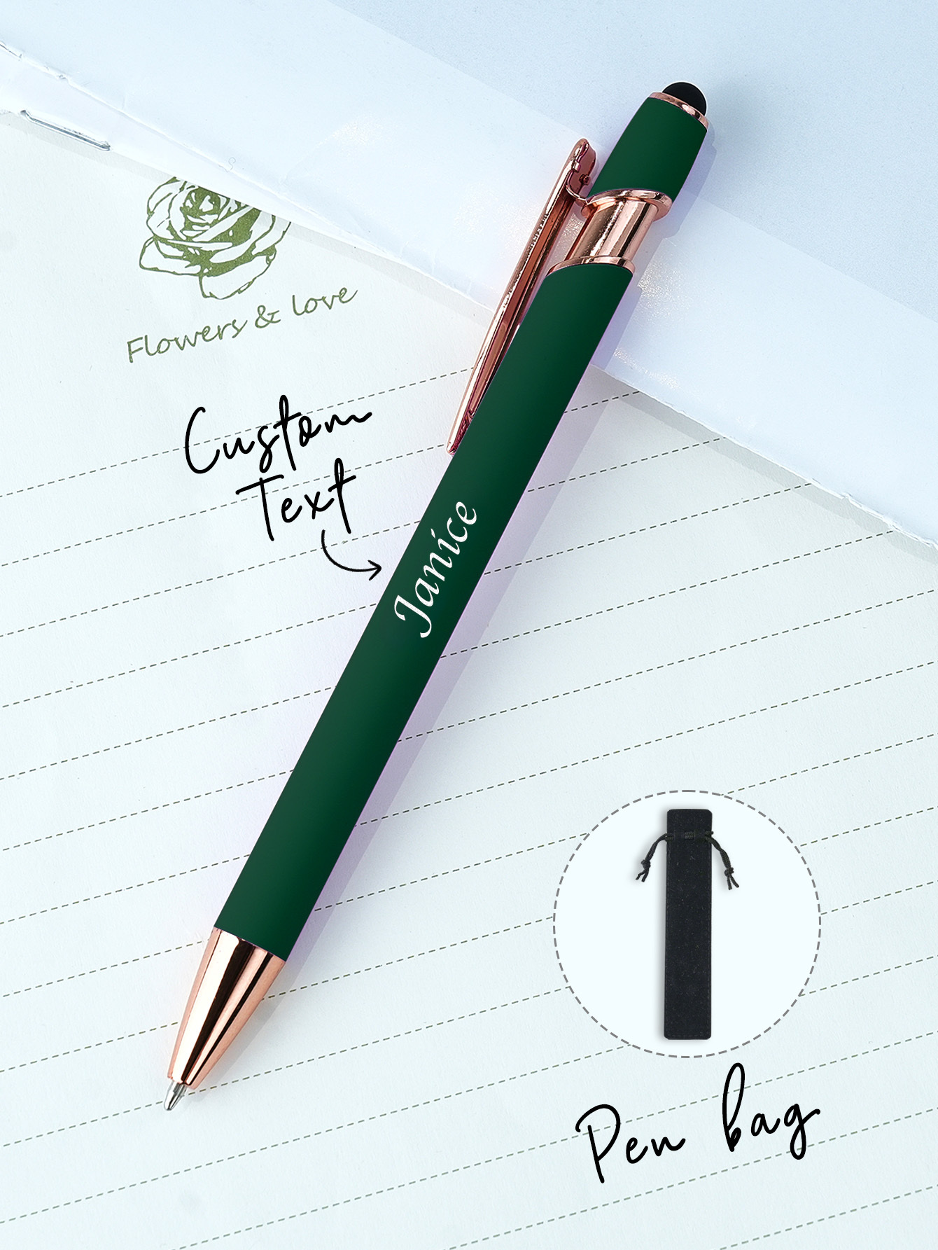 Custom Name Multifunction Ballpoint Pen with Drawstring Pouch Back to School Gift Birthday Gift Teacher’s Day Gift