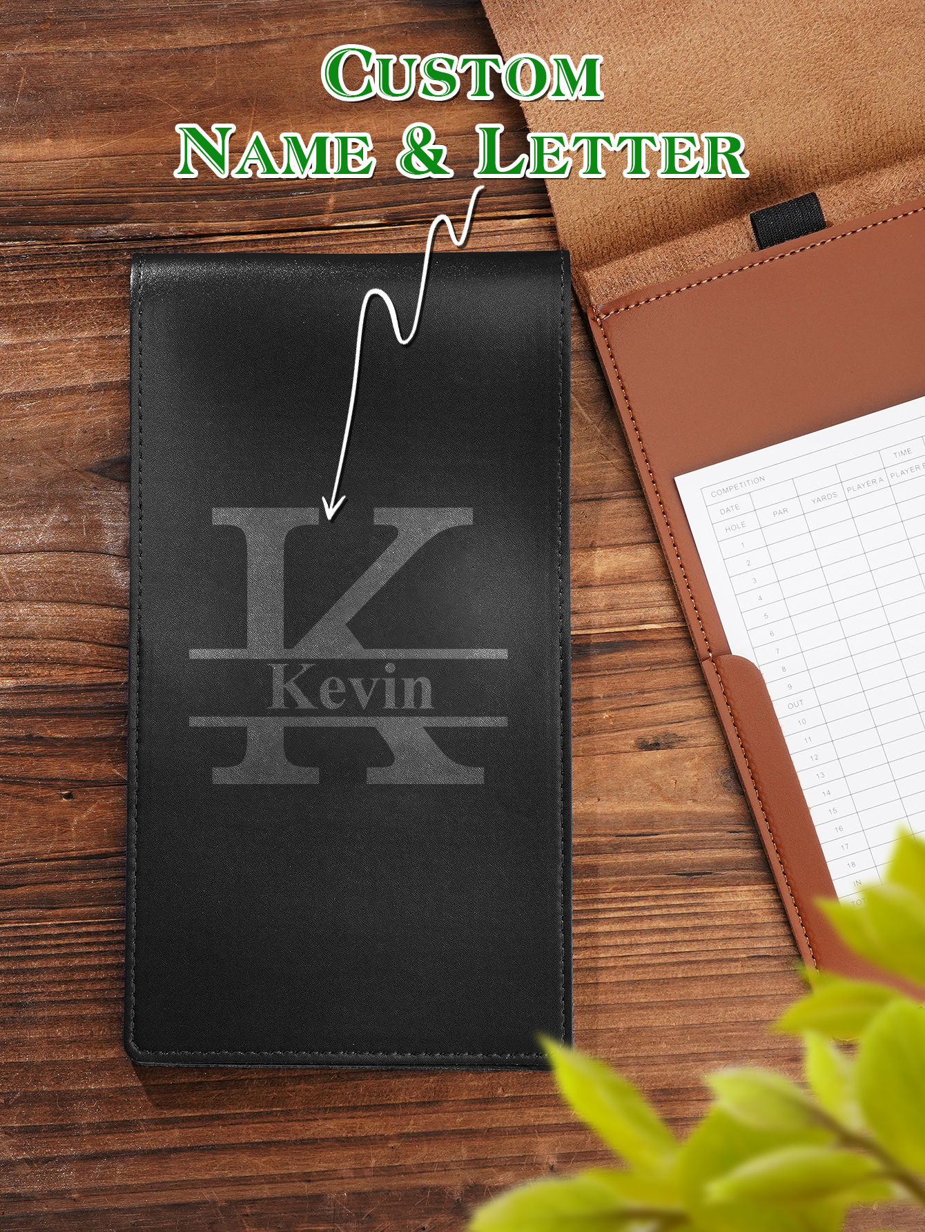 Personalized PU Leather Golf Scorecard Holder Anniversary Birthday Gift for Man Golf Lover