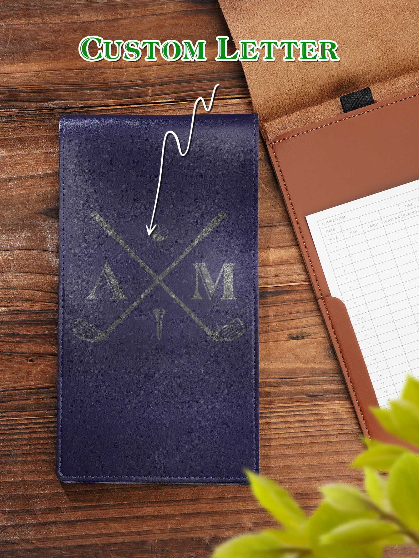 Personalized PU Leather Golf Scorecard Holder Anniversary Birthday Gift for Man Golf Lover