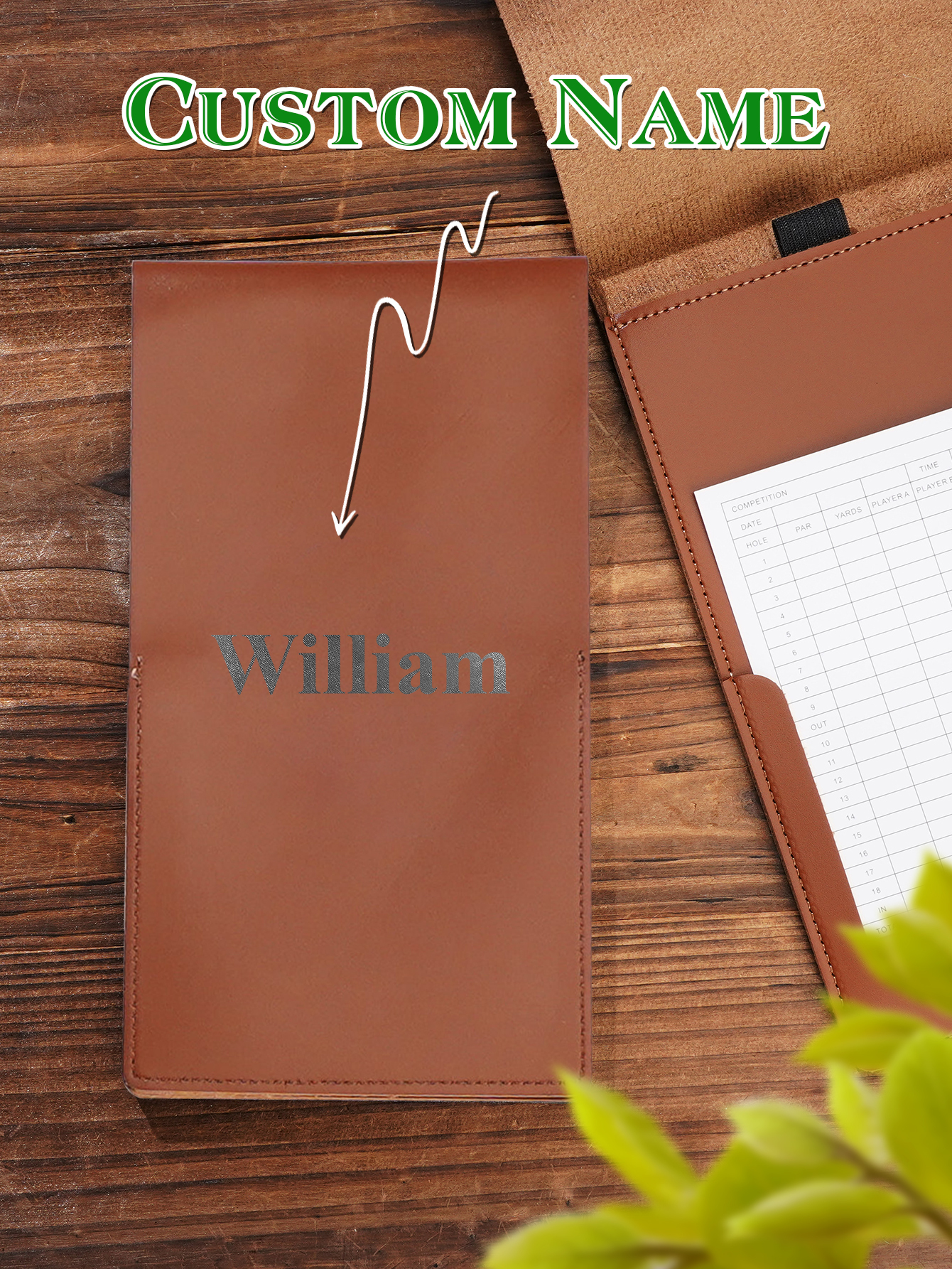Personalized PU Leather Golf Scorecard Holder Anniversary Birthday Gift for Man Golf Lover